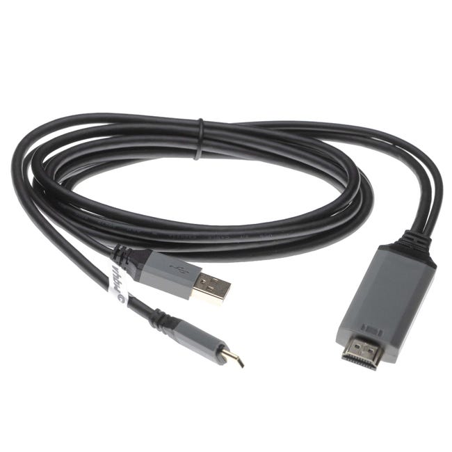 Vhbw Câble de données 2 en 1 HDMI vers USB (câble Y USB C 3.1 + USB A 2.0  vers prise HDMI) par ex compatible avec LG G5, V300L - 2m
