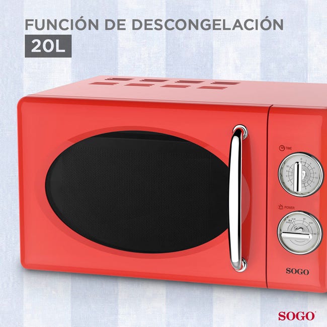 Sogo Microondas 20L 700W Vintage Rojo