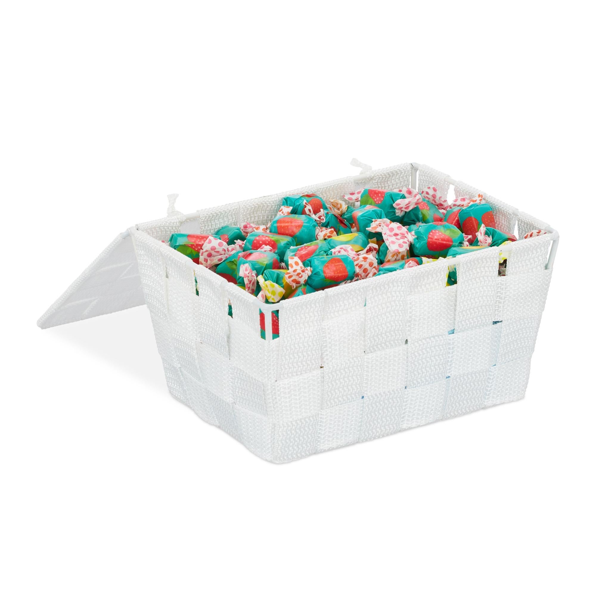 Set di 3 Cesti Portaoggetti Rettangolari in Vimini Intrecciati a Mano, Impermeabili, Multiuso, con 2 Manici e Logo Personalizzato, Stile Moderno ed Ecologico JY