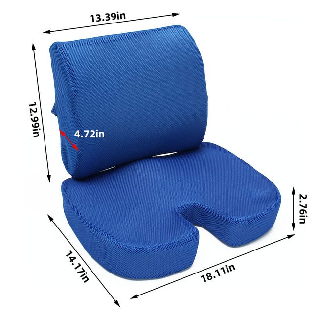 Cuscino per sedia con cuscino lombare blu