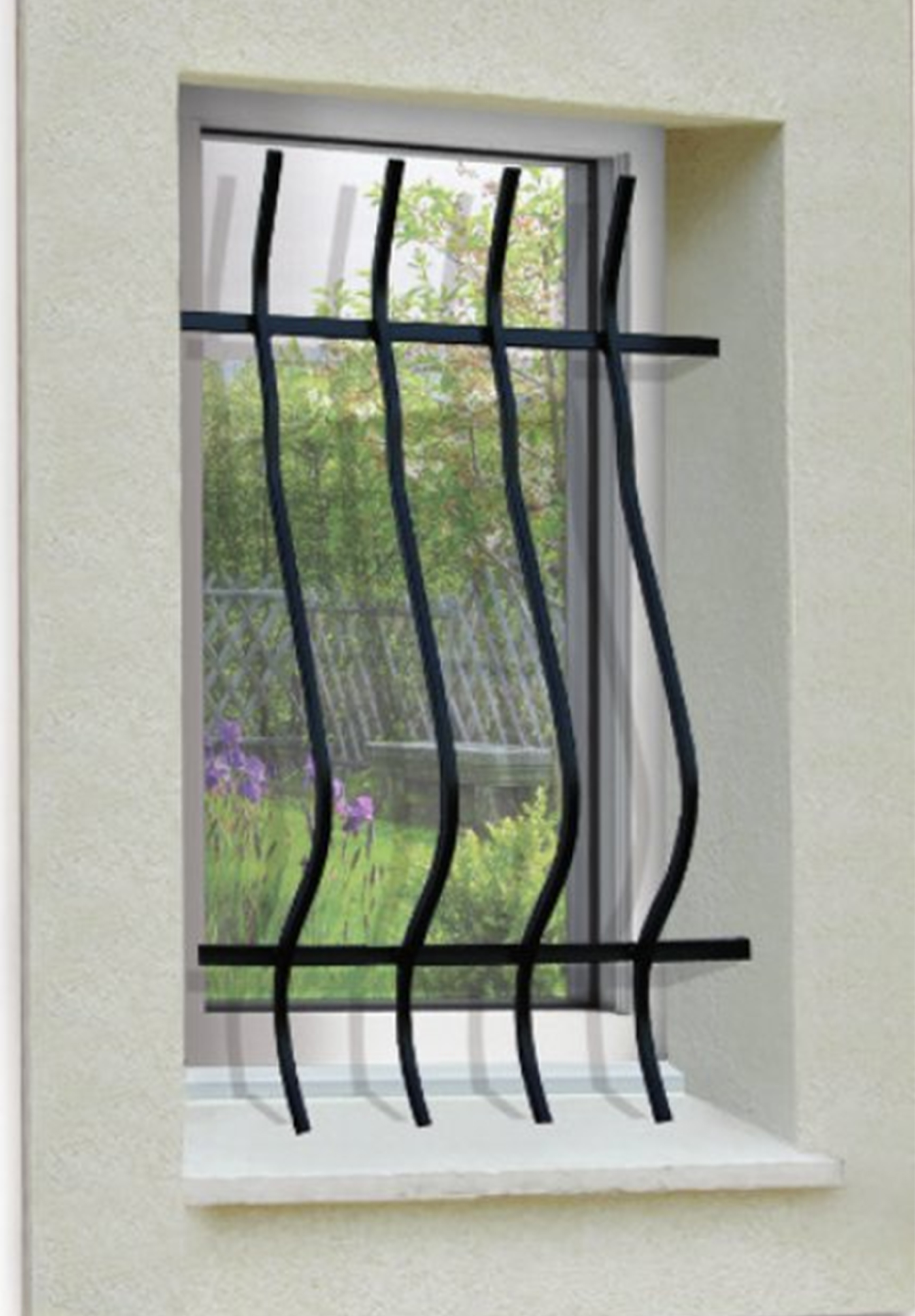 Reja de seguridad curva para ventana h = 135 cm x w = 140 cm (dimensión marco)