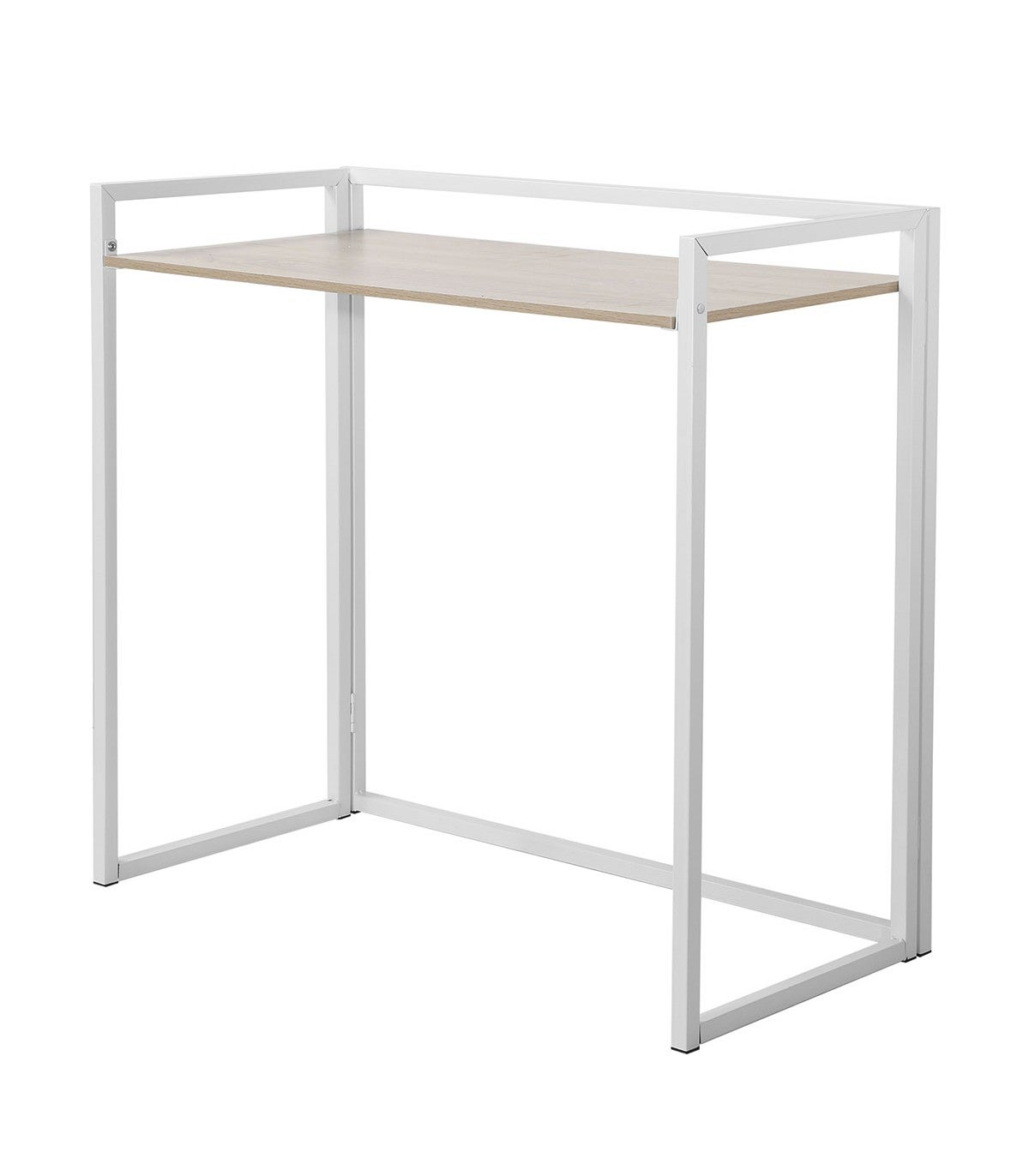 Bureau pliable L86 cm métal blanc et décor chêne