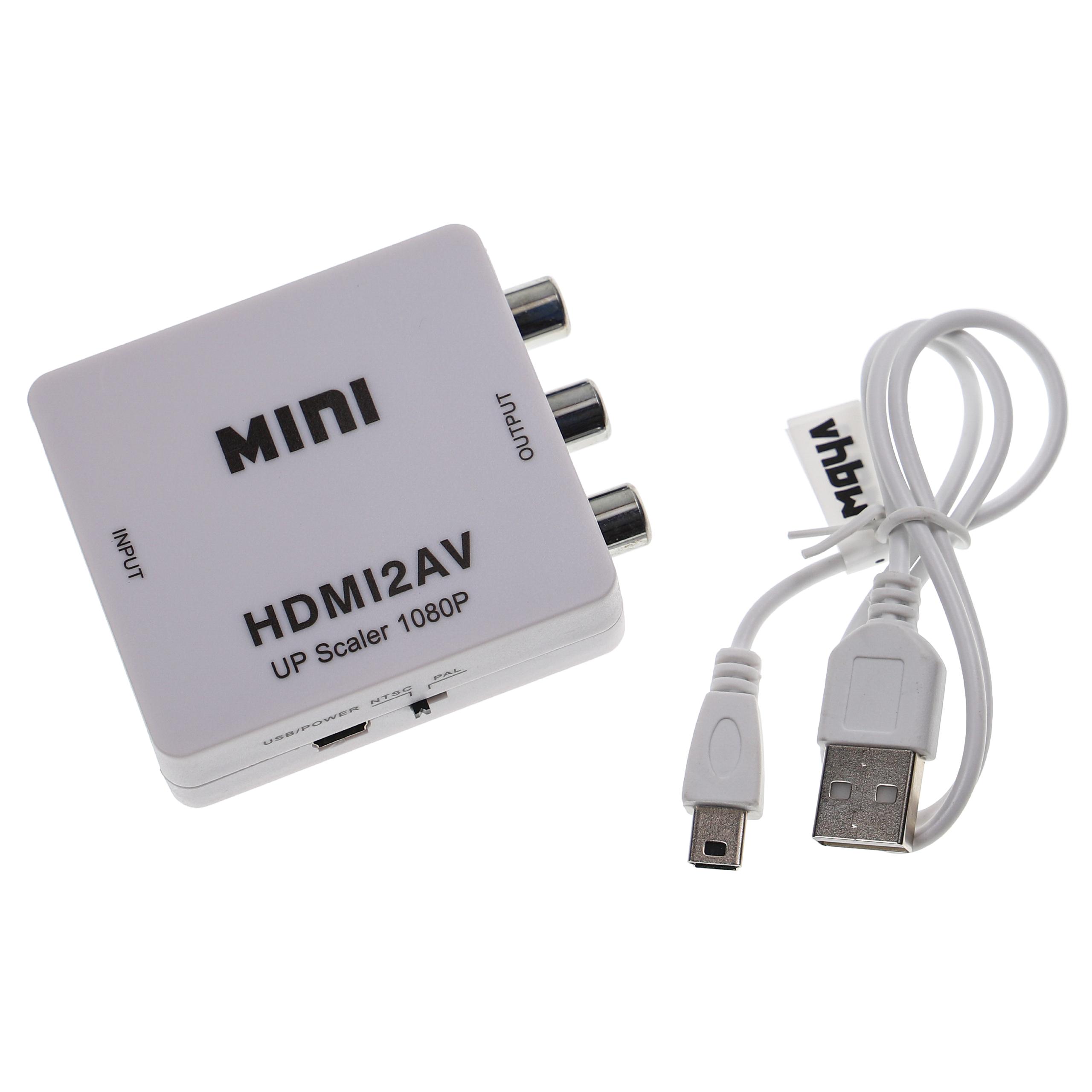 Vhbw Adaptateur HDMI vers RCA - Convertisseur audio et vidéo 3RCA AV blanc
