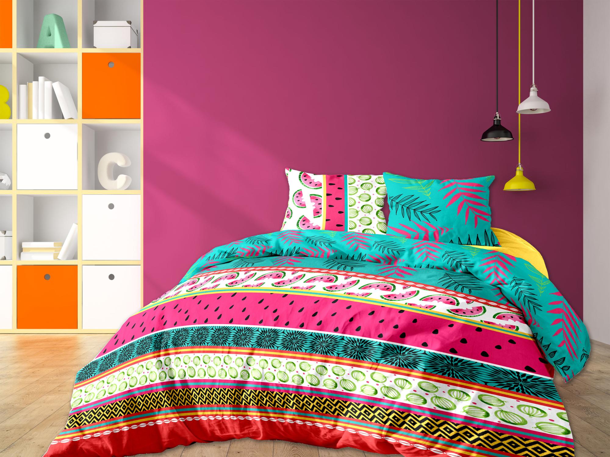 Parure De Lit 3 Pièces CALITEX 260x240 Cm - Coton 57 Fils - Housse De Couette 240x220 Cm + 2 Taies - Certifié OEKO-TEX - 5