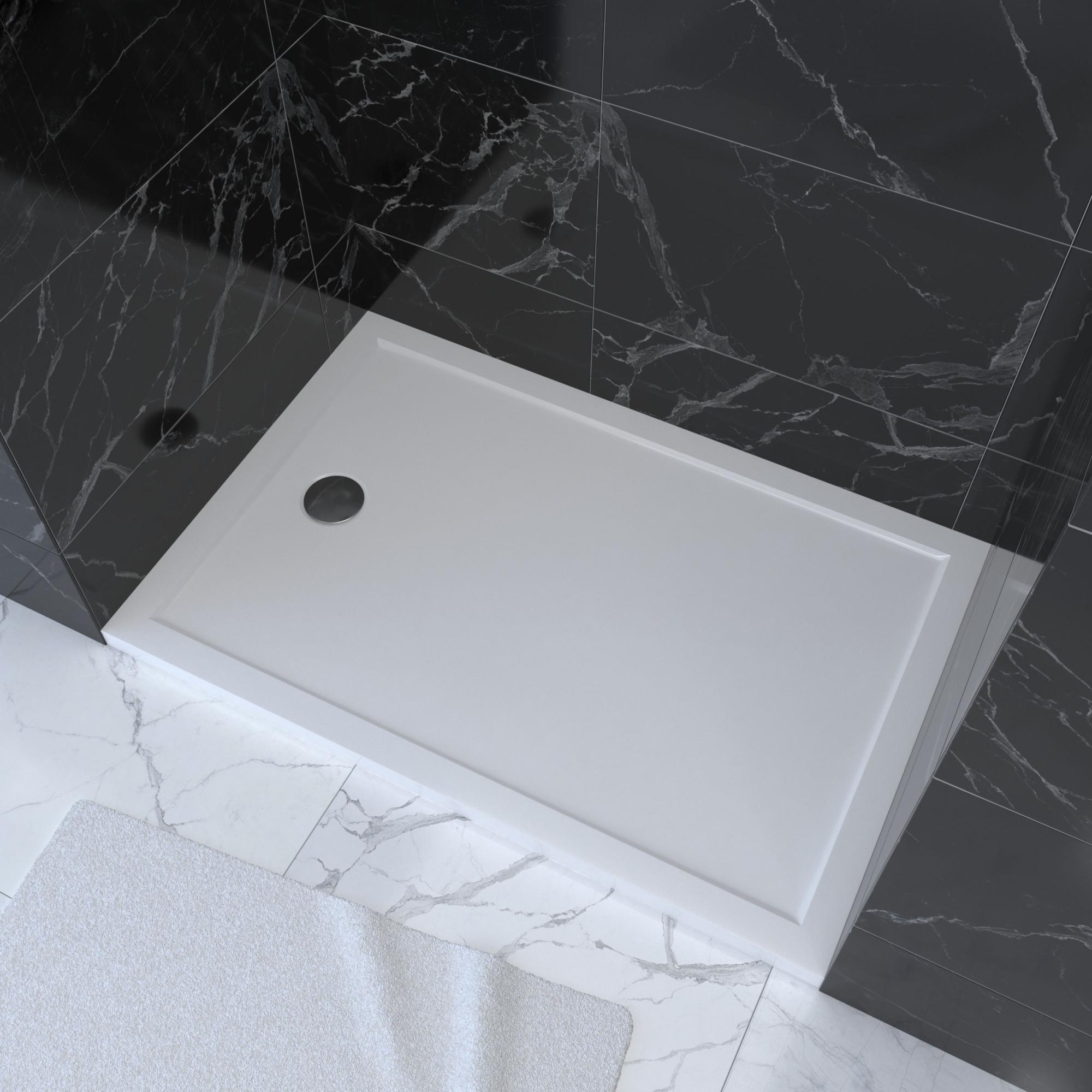 RECEVEUR DE DOUCHE A POSER EXTRAPLAT EN ACRYLIQUE BLANC RECTANGLE