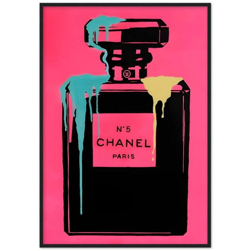 Affiche encadrée 70x100 cm décoration murale parfum Chanel n°5 art moderne  rose impression poster avec cadre noir