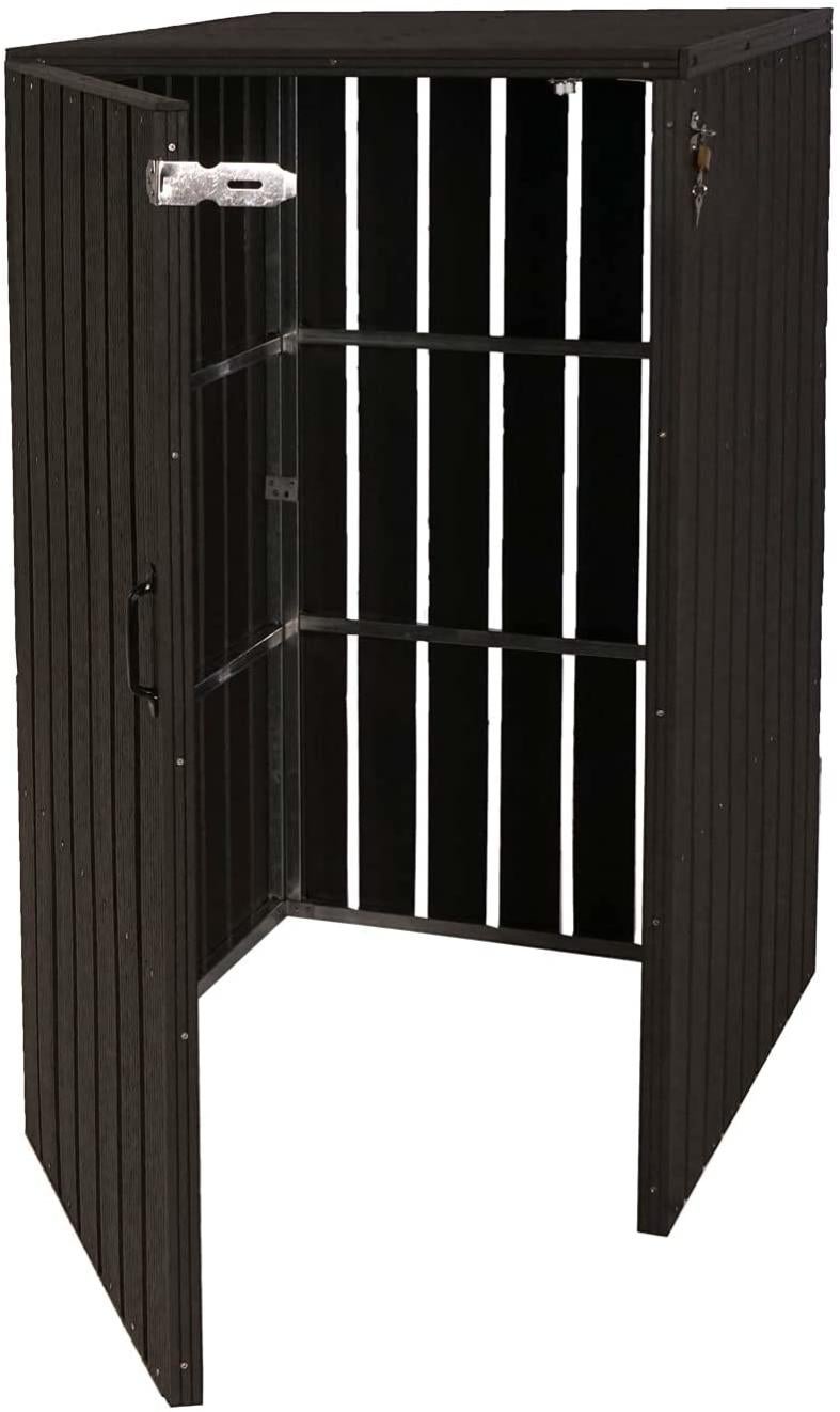 Abri à Poubelle En Bois 120L - Range-outils Et Rangement Extérieur Avec Couvercle - Style Jardin