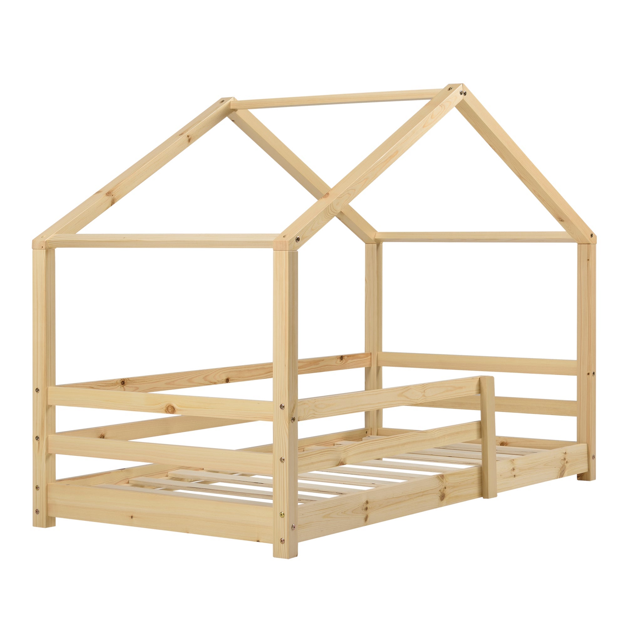 Decoshop26 - Lit cabane pour enfant forme de maison avec barrière de  sécurité en bois de pin blanc 70 x 140 cm 03_0005461 - Lit enfant - Rue du  Commerce