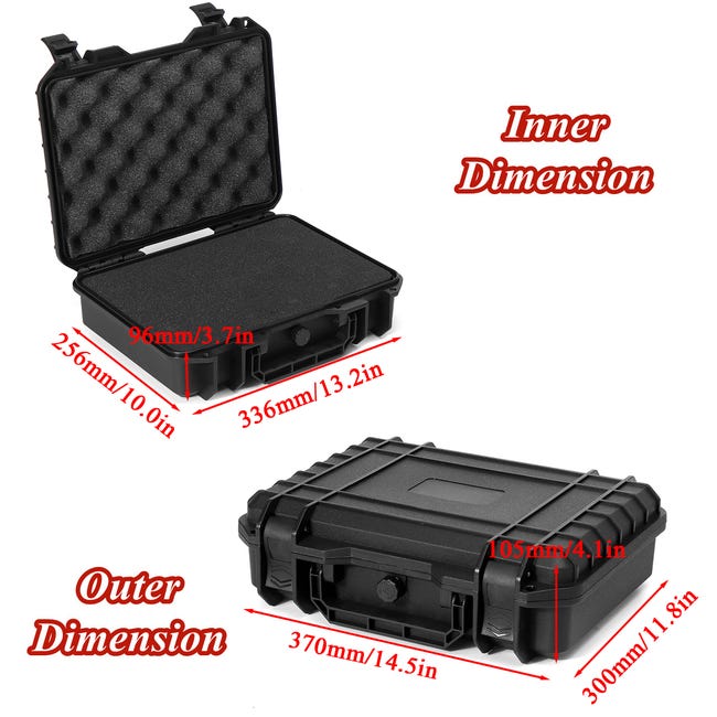 Boîte à outils boîte de rangement plastique mallette coffret de rangement  noir L.370 x l.300 x H.105 mm