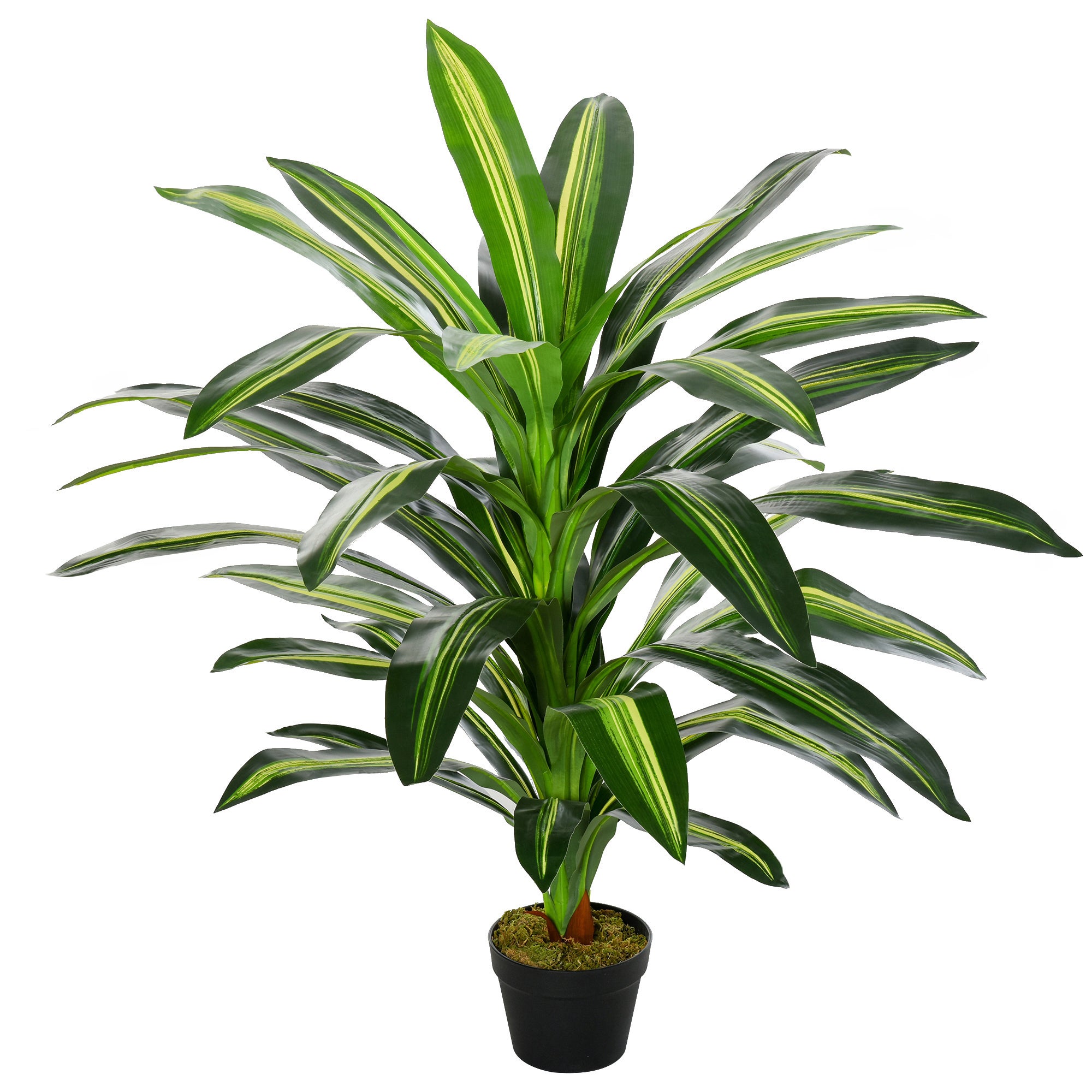 Outsunny Pianta Tropicale Decorativa Dracena Finta in Plastica con Vaso per Interno  ed Esterno, Ф18 x 110cm