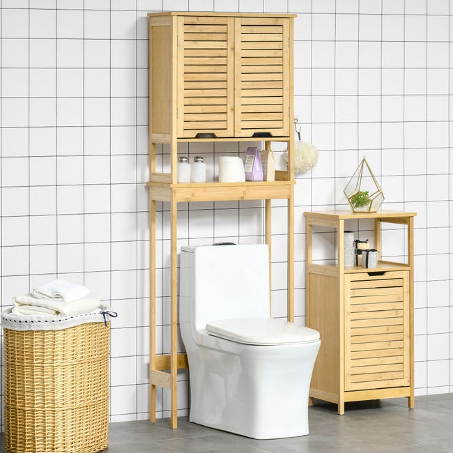 Meuble WC meuble dessus toilettes style cosy bambou