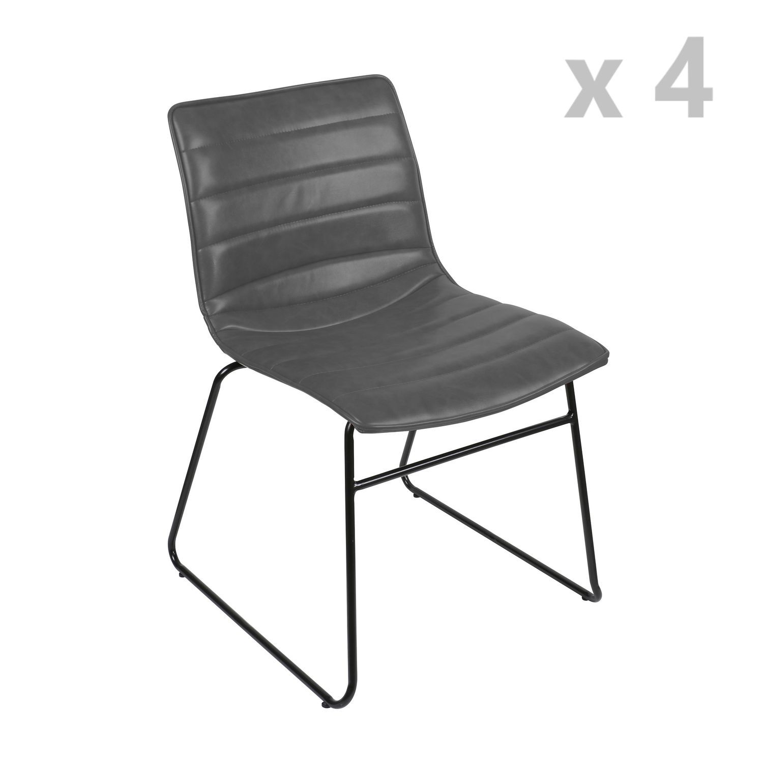 Lot de 4 Chaises design industriel Brooklyn Gris Leroy Merlin
