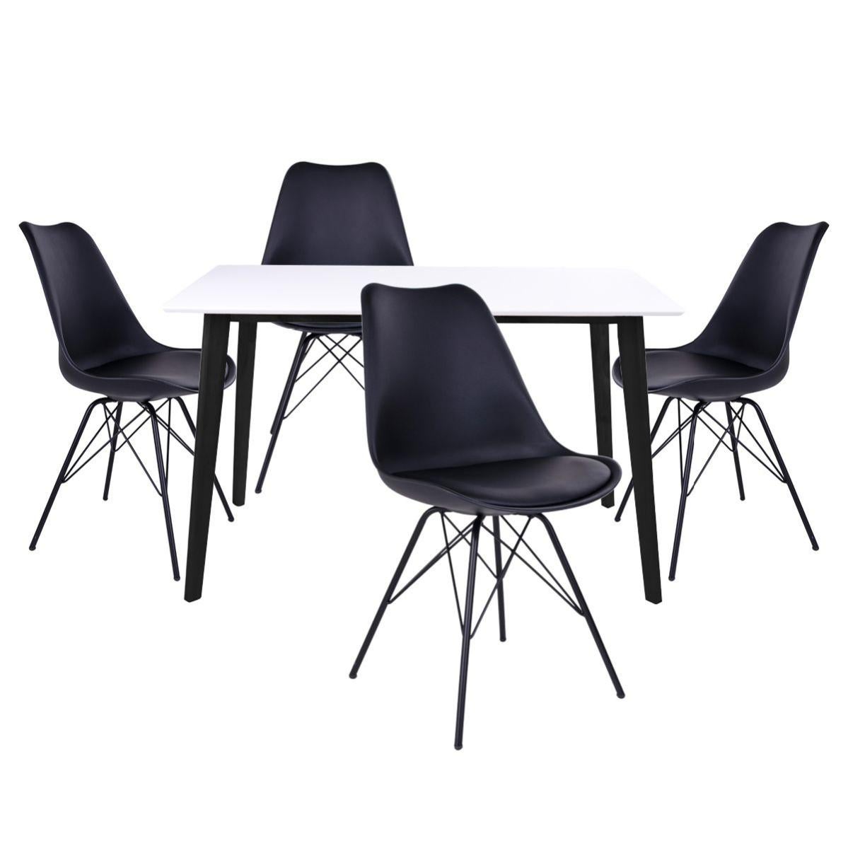GRAM Ensemble Table Noire et Blanche + 4 Chaises Noires Leroy Merlin
