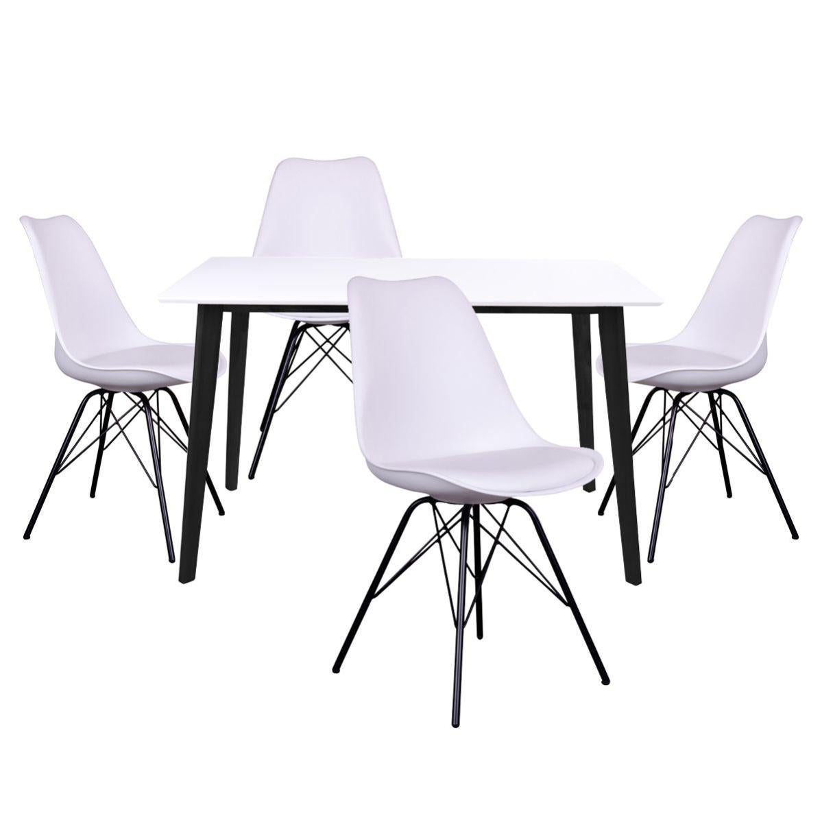 GRAM Ensemble Table Noire et Blanche + 4 Chaises Blanches Leroy Merlin