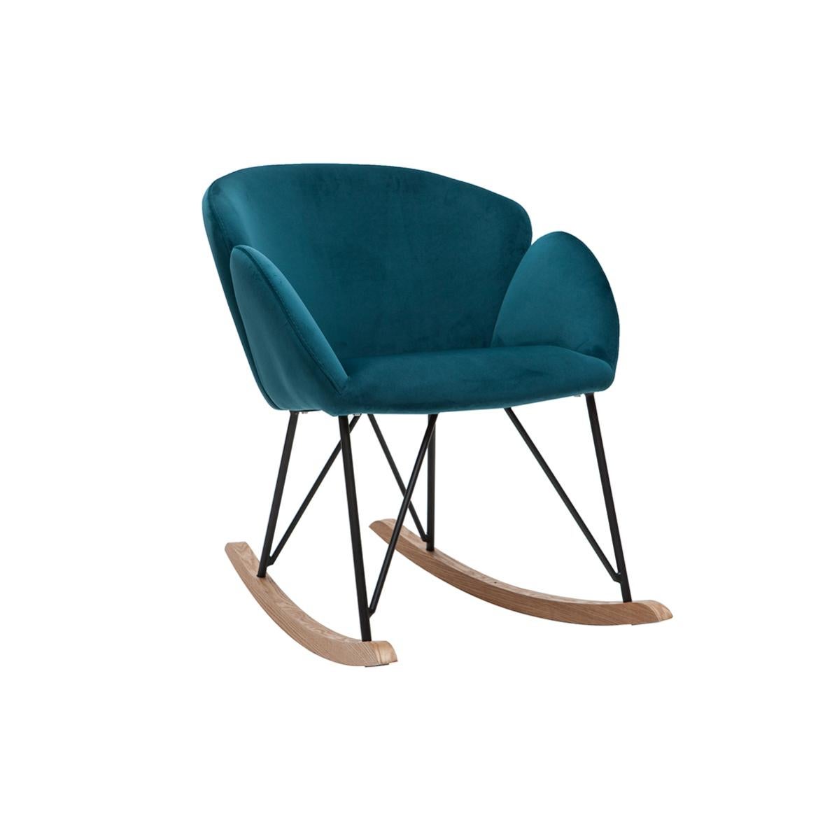 Rocking chair design en velours bleu pétrole RHAPSODY Leroy Merlin