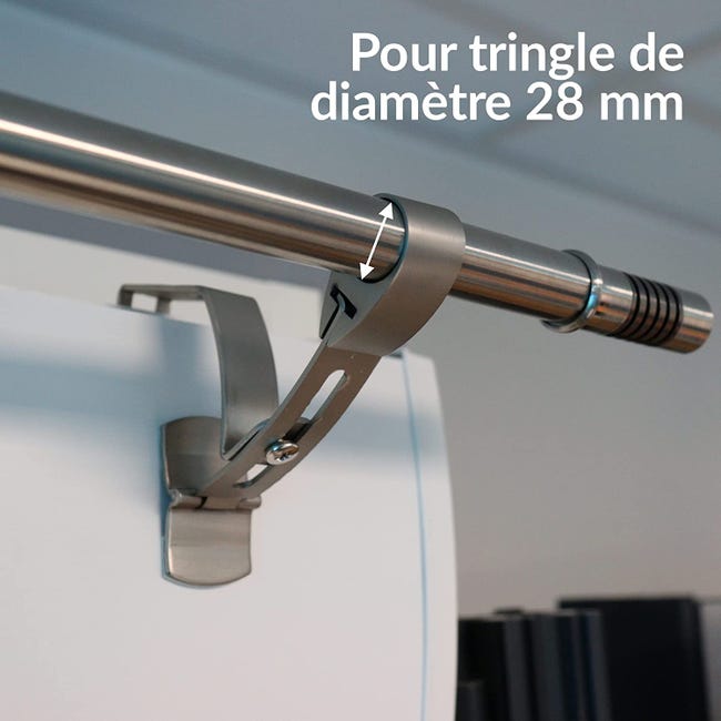 1 Support Tringle rideaux Ø28mm sans perçage coffret volet roulant Coloris  - Blanc