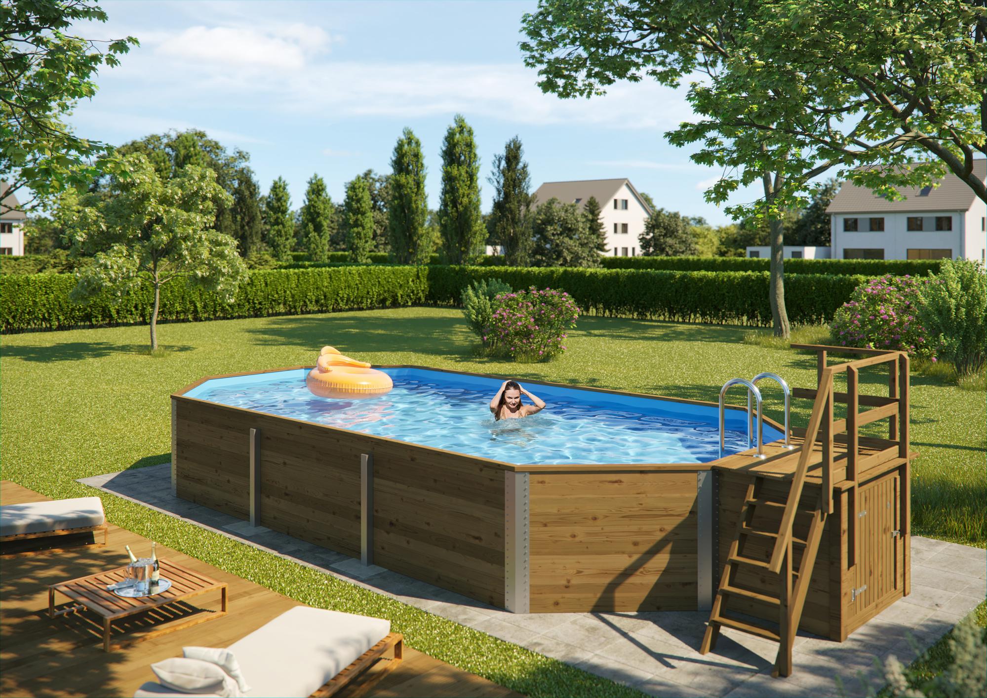 Piscine Bois ovale hors sol WEKA 594 850 x 376 cm équipement — free download