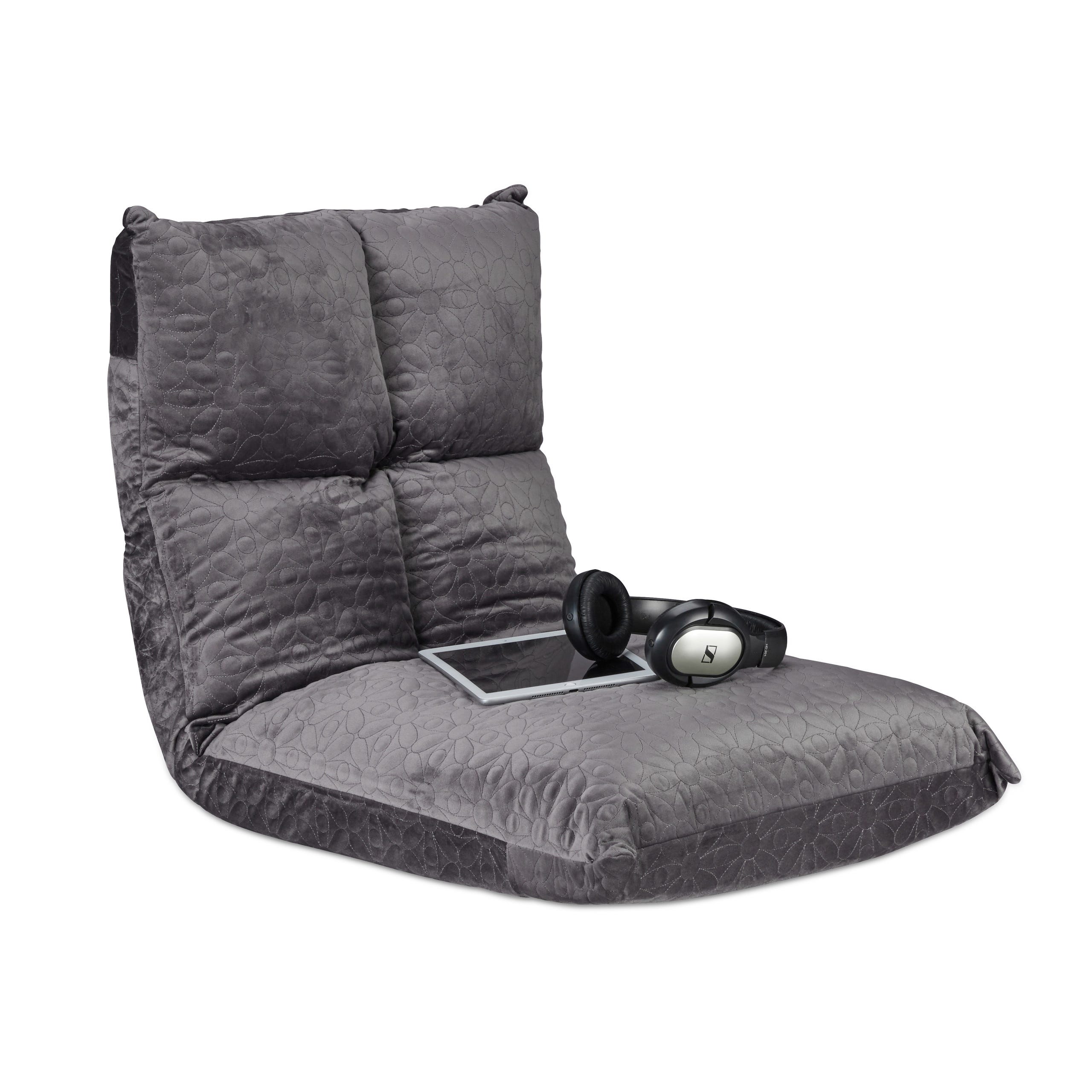 Relaxdays Coussin siège, chaise, yoga, gaming, sol, moelleux, confortable,  pliable, flex, 6 positions, max. 100 kg, gris