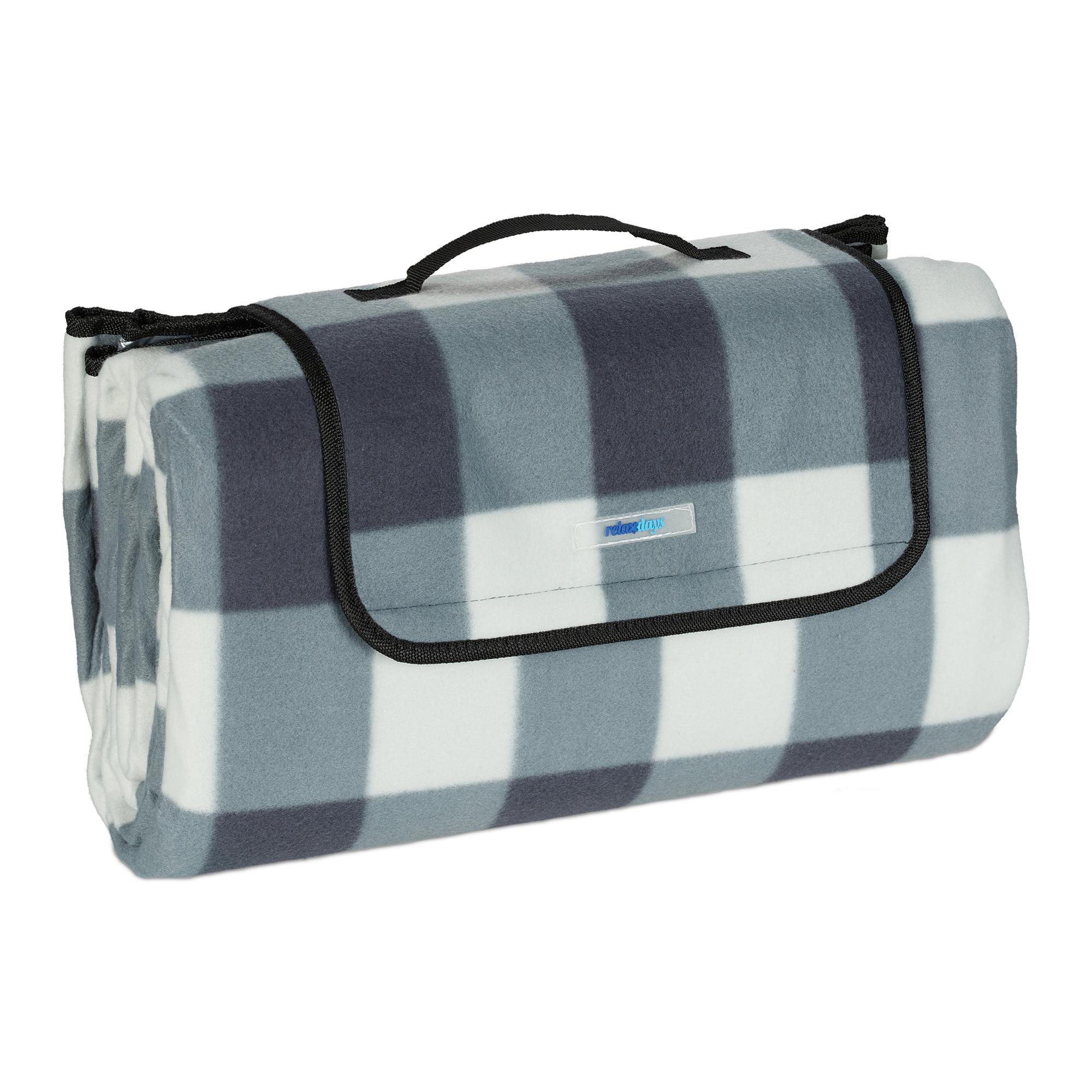 Relaxdays Coperta da Picnic XXL, 200 x 300 cm, Plaid Impermeabile da Spiaggia, Isolante, Telo con Manico, Multicolore, Poliestere