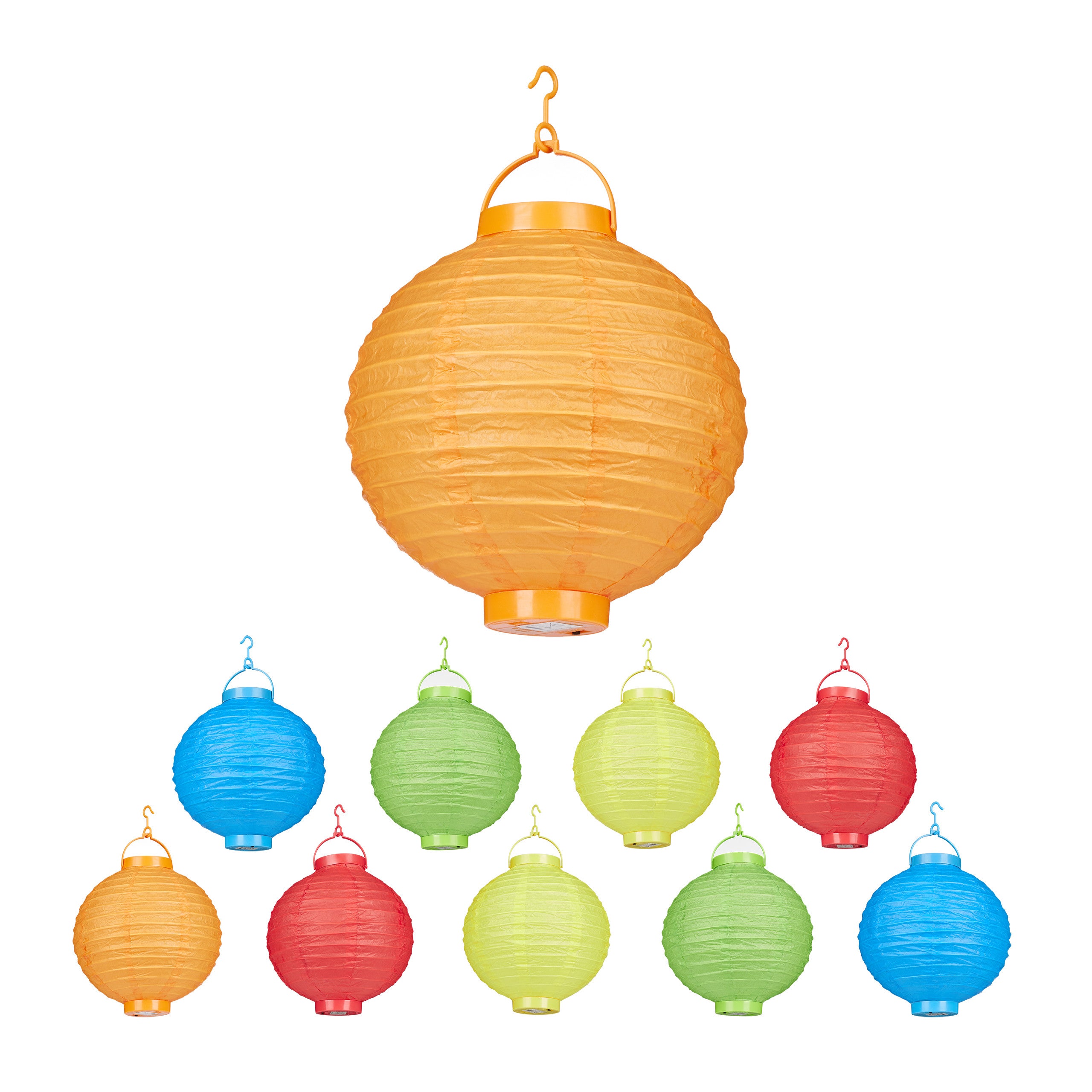 DaoRier Orange 10 x Lampion Chinois Abat-Jour en Papier Lanterne Boule Décorations à Suspendre Papier lanternes Lampes pour Décoration de Mariage Maison Fête Size 20cm 