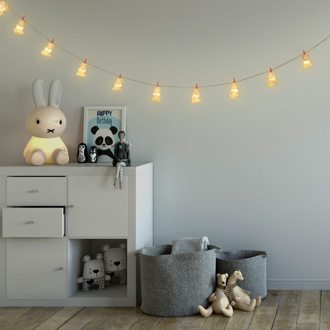 Navaris Guirlande Lumineuse LED - Guirlande Enfants 2m avec Animaux -  Décoration Chambre Enfant Bébé - Lumière Blanc Chaud - 10x Alpaga Crème