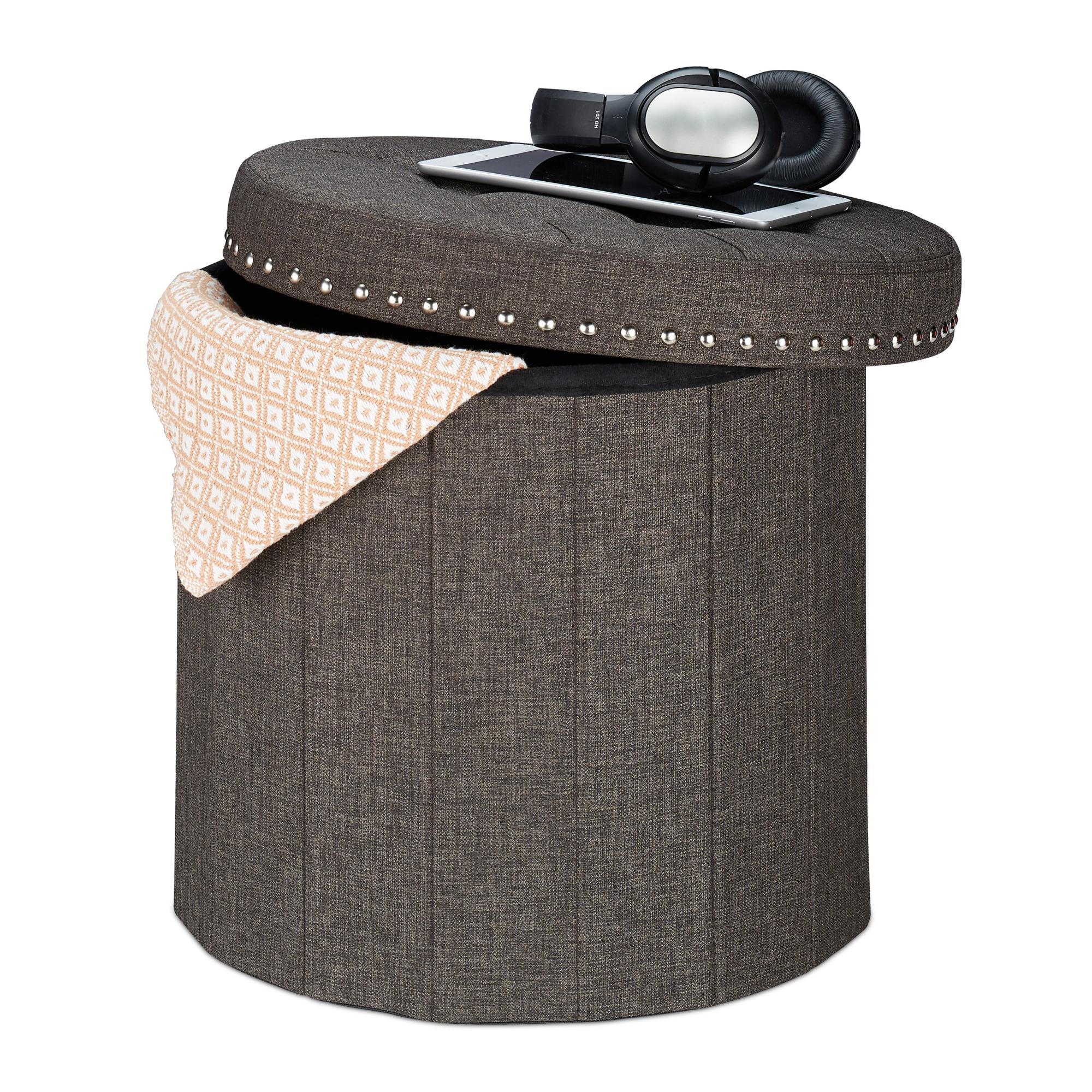 Sgabello Con Contenitore Relaxdays - 40x38x38cm | Imbottito, Grigio | Portata 300kg