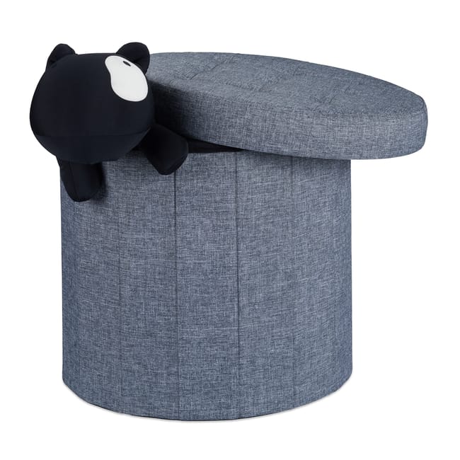 Pouf Poggiapiedi Cubico XXL Con Contenitore Integrato Cubo Imbottito L