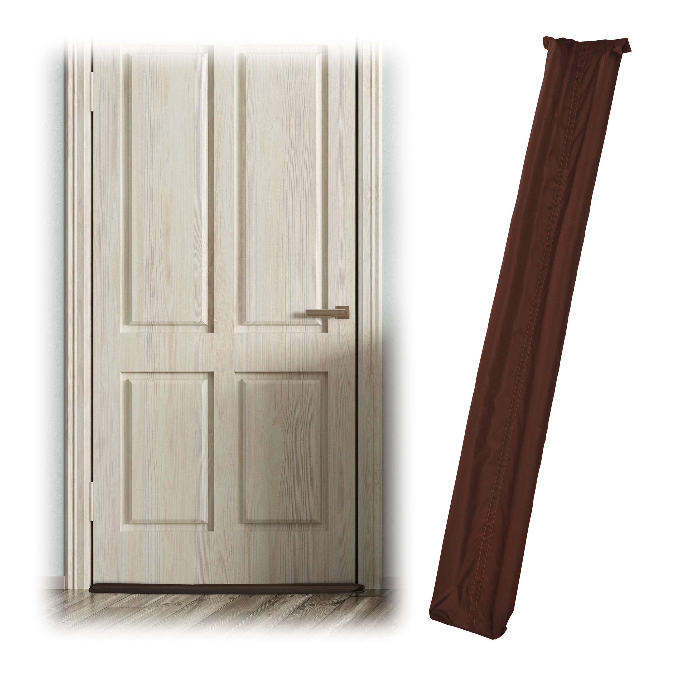 Relaxdays Boudin isolant pour les portes, sur 2 côtés, contre les courants  d'air et le froid, en tissu, 90 cm, marron
