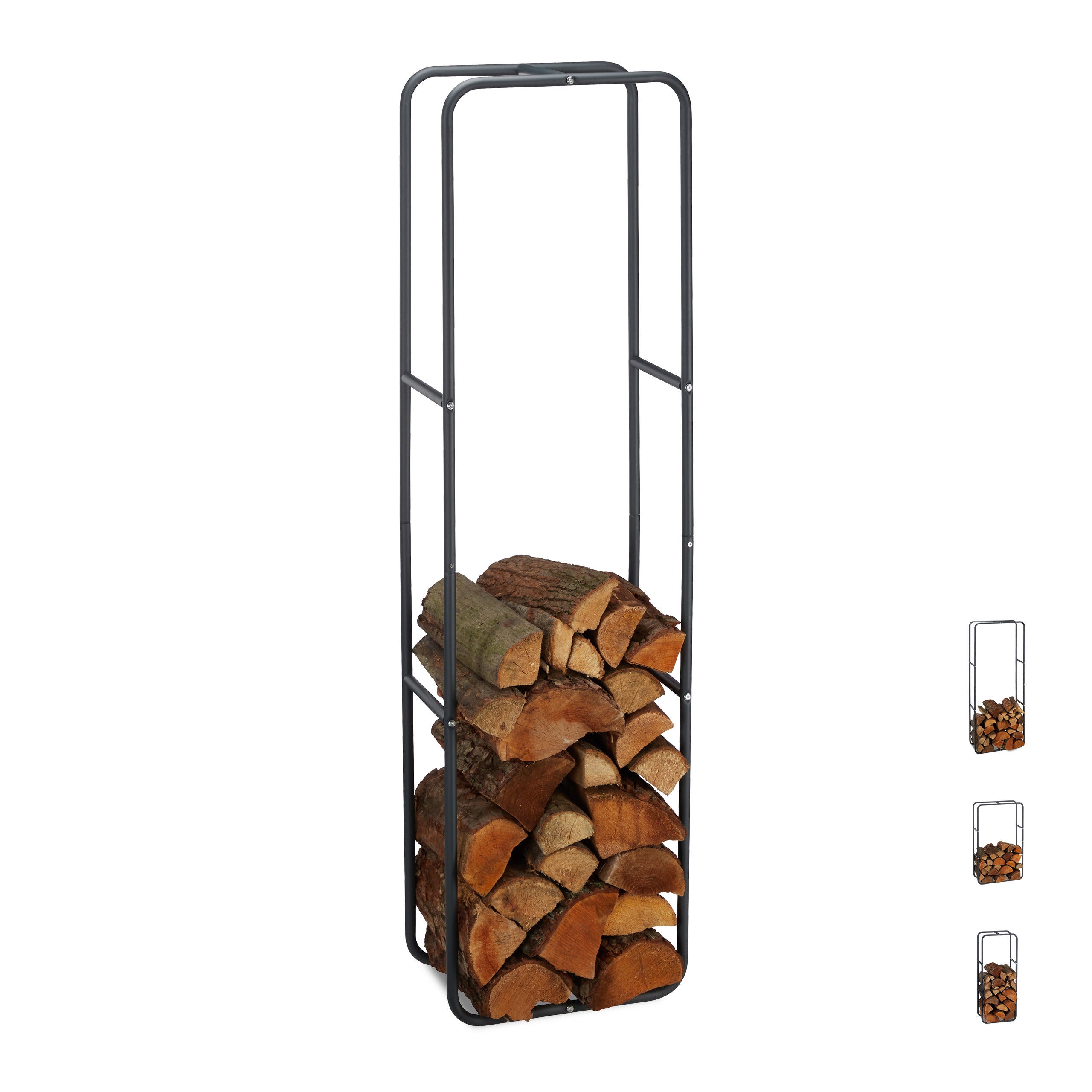 Relaxdays Etagère de cheminée pour intérieur Support élevé bois de  chauffage Cheminée, Acier HxlxP 170 x 44,5x30cm Noire
