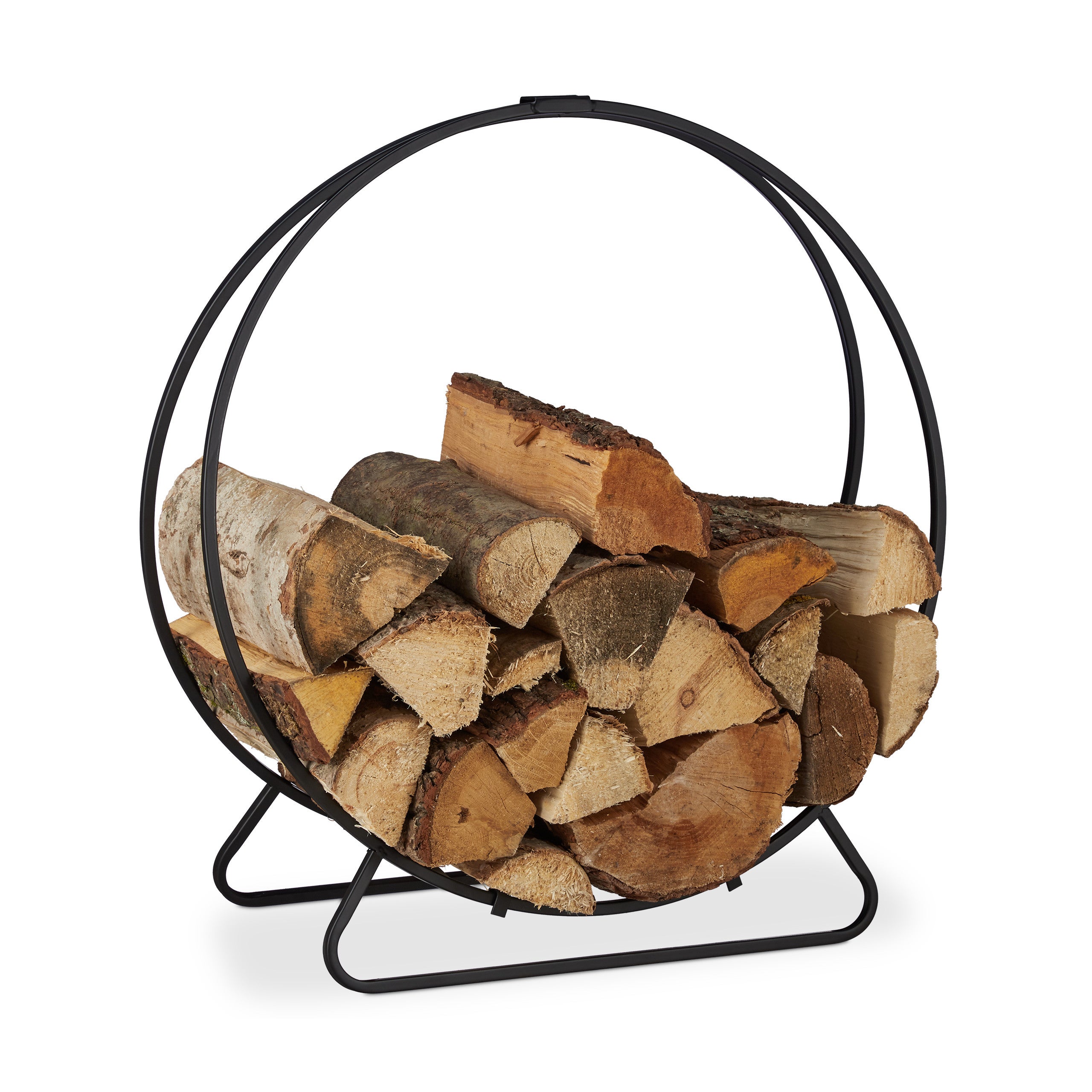 Support bois de cheminée sac pour bûches, intérieur, design moderne,  etagère, acier, hlp 50x51x37cm, noir - Mobilier de Jardin - Achat & prix