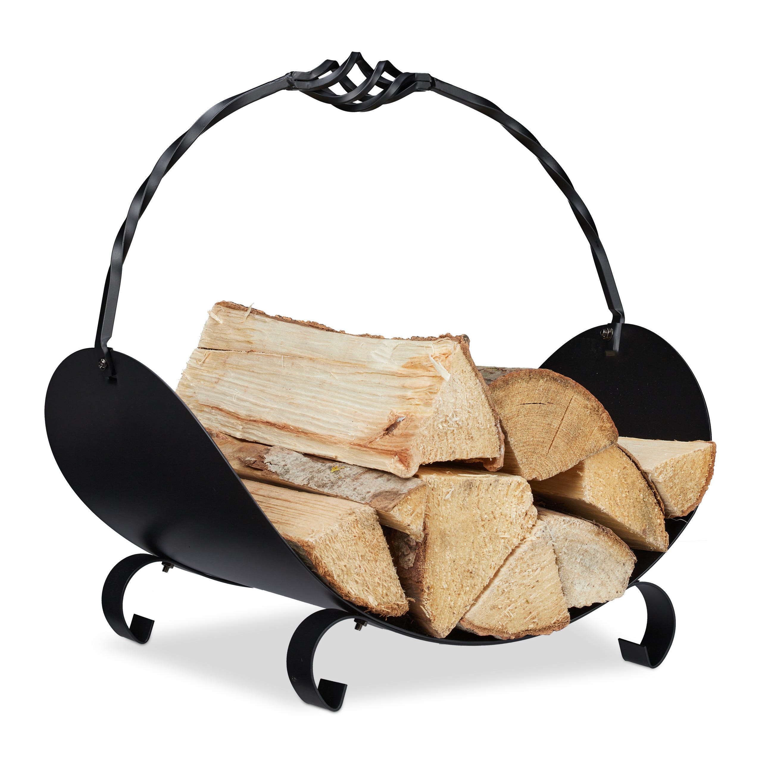 Relaxdays Panier bois de cheminée, métallique, pour bûches avec