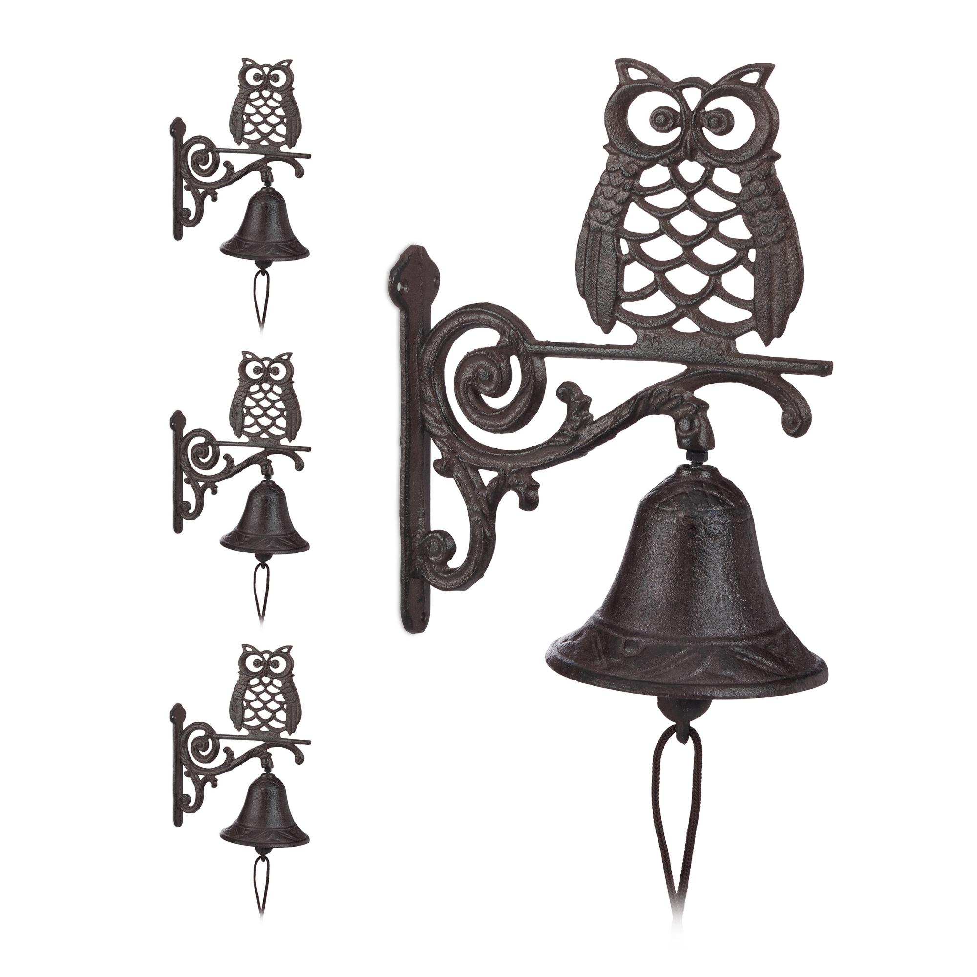 Campanella Porta In Ghisa Rustica - Design Antico Con Uccellino, Per Esterni E Cancelli