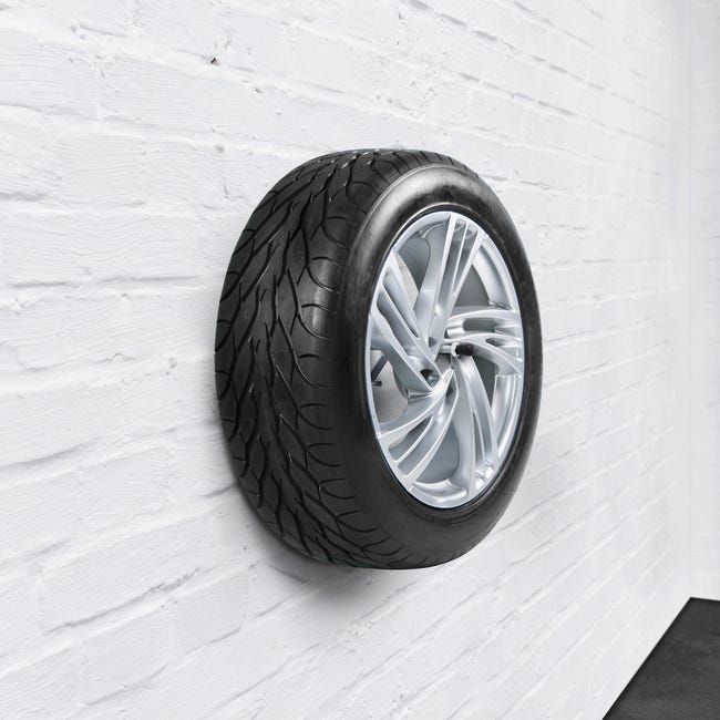 AUFUN Support Mural pour 4 pneus, Charge maximale 25 kg, , Support de Pneu  en Acier pour pneus, Garage, Noir