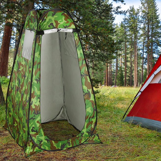 Relaxdays tente de douche camping, Pop Up, HxLxP: 190 x 120 x 120 cm,  cabine d'essayage, étanche, compacte, UV 50+, bleu