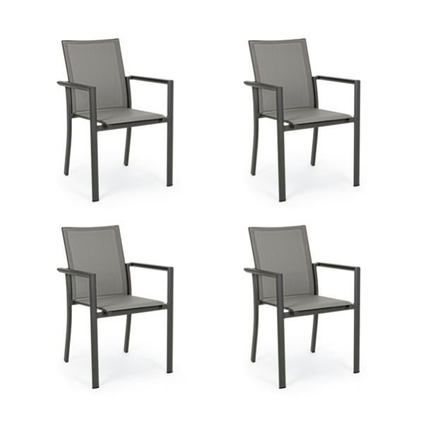Bizzotto Sedia Con Braccioli E Cuscino Incluso - Delmar Antracite - Design Moderno Per Interni - 5