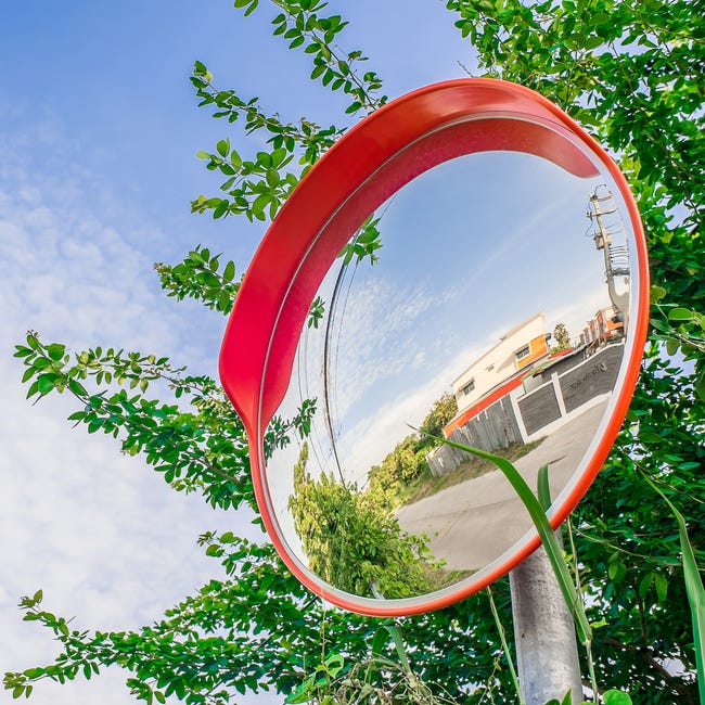 Relaxdays Specchio Stradale Convesso 60 cm, Resistente e Infrangibile, con  Staffa Di Fissaggio, Angoli Ciechi, Rosso
