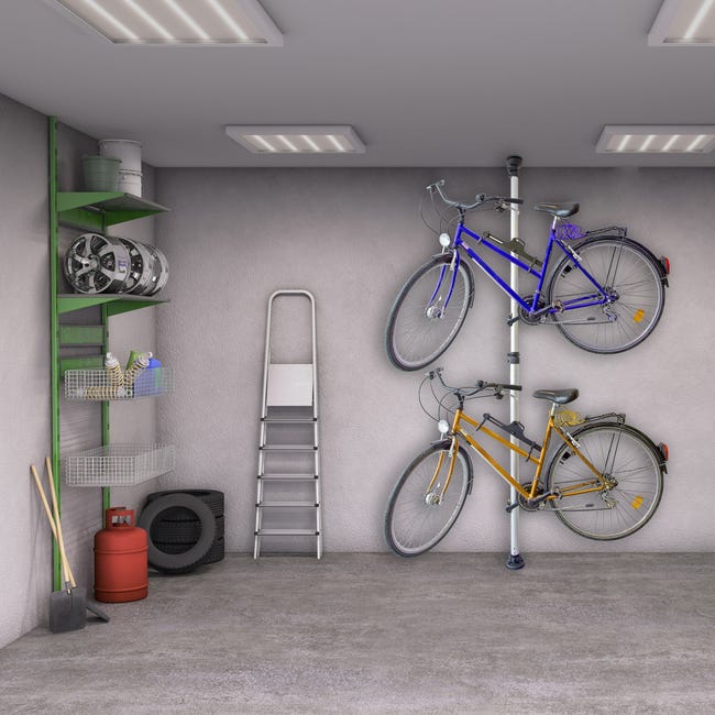 Relaxdays Porta biciclette Telescopico, Garage e Cantina, per 2 Bici,  Regolabile, 40 kg, Soffitto, Pavimento, Argentato