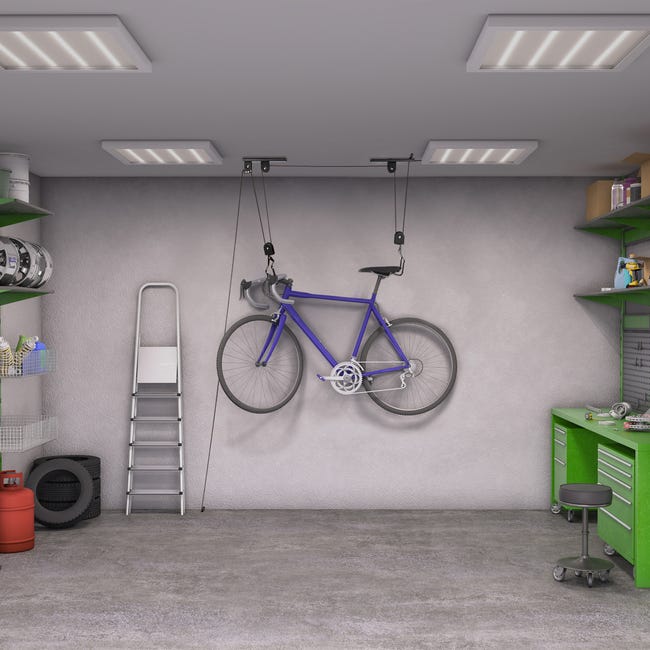2x Supports vélo rangement vélo plafond Garage Ascenseur VTT Stockage  bicyclette, noir