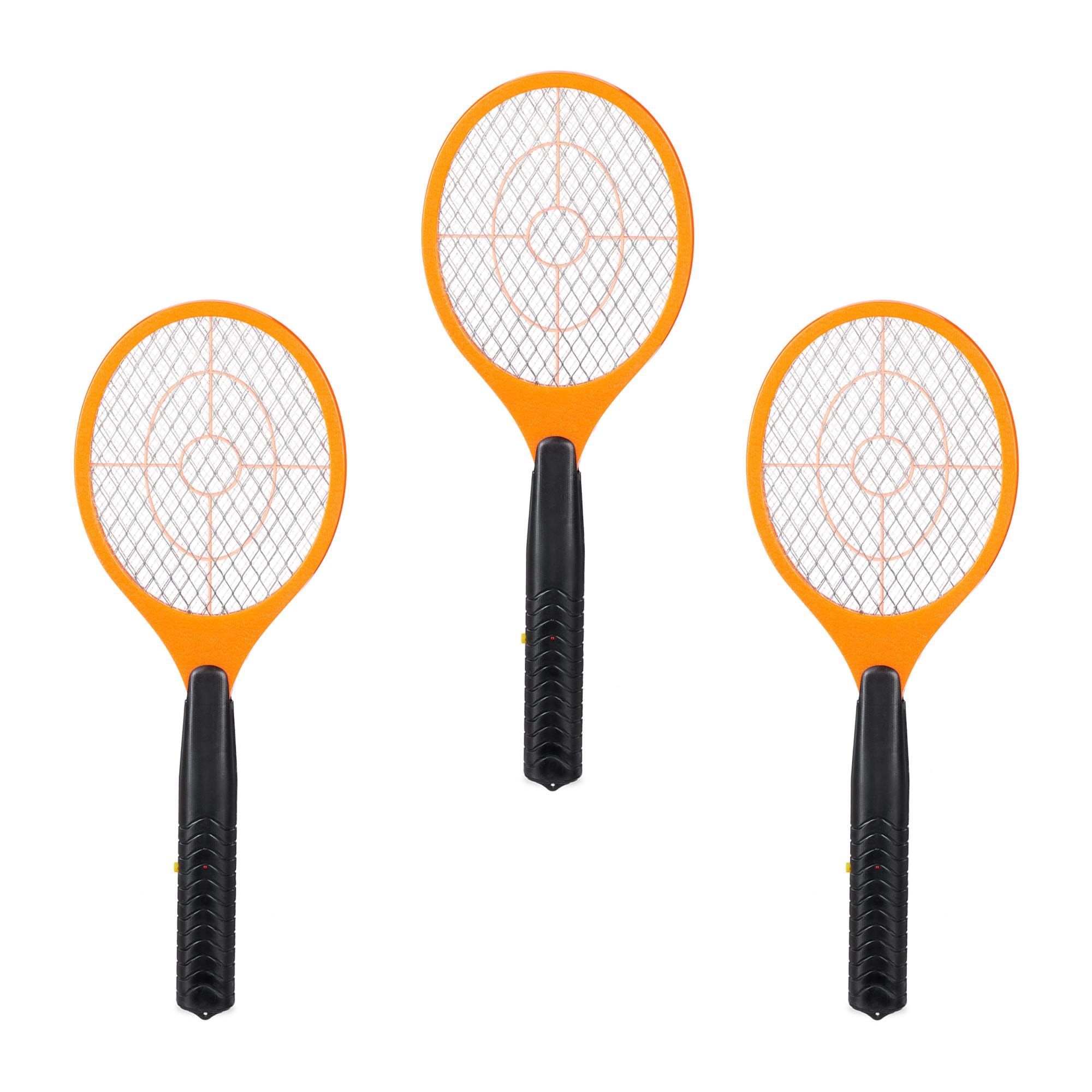 Relaxdays Tapette à moustique électrique raquette électrique insectes  volants mouches, orange