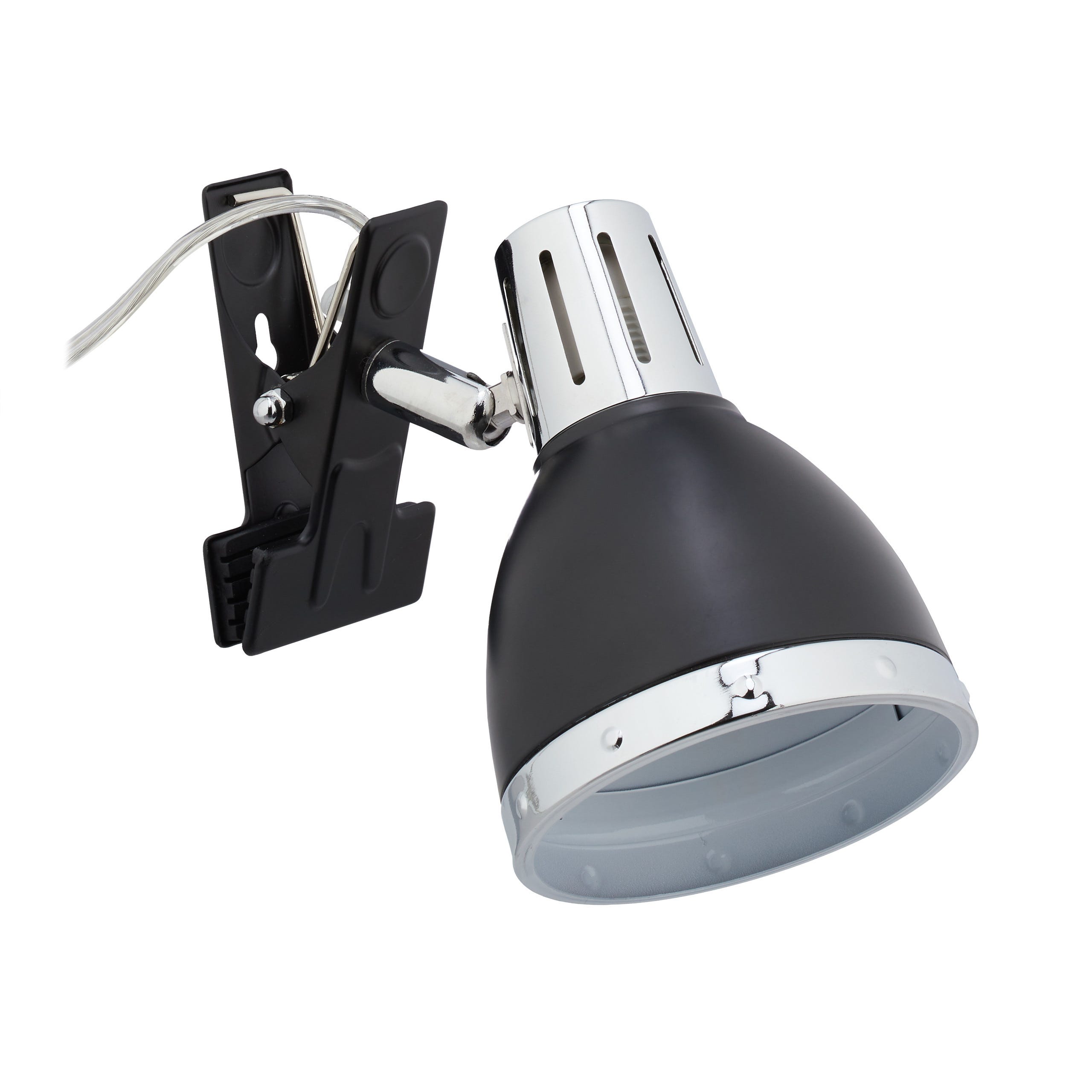 Relaxdays Projecteur clipsable, lampe lecture pinces, retro, E14, lit et  bain, veilleuse clip étagère 12x10x18,5 cm,noir