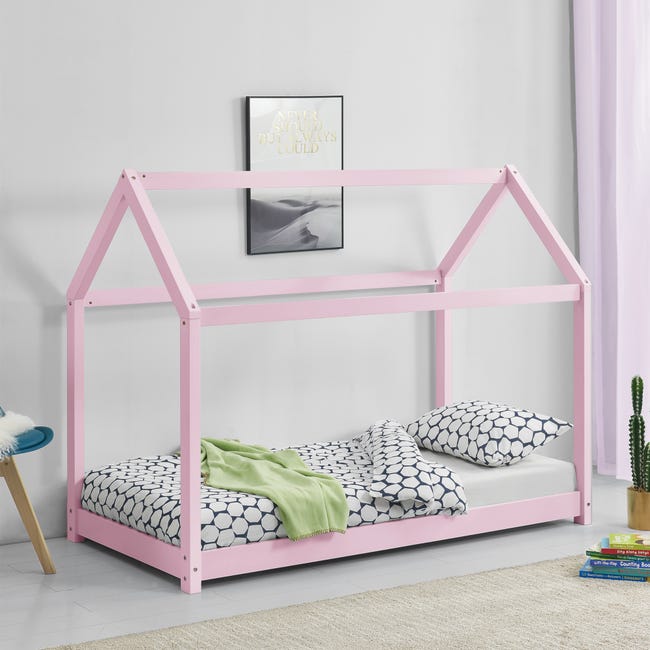 en.casa] Letto per Bambino a Forma di Casetta 80 x 160 cm Lettino di Design  Struttura in Legno in Stile Montessori - Color Rosa