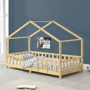 en.casa]® Cama para niños de madera pino - 206x98x142cm - Cama infantil -  Forma de casa - Pino natural