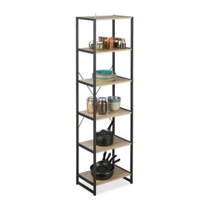 Relaxdays Scaffale in Legno Stile Industrial, Libreria Orizzontale con 3  Ripiani HLP: 80x95x35cm Metallo, Nero/Marrone