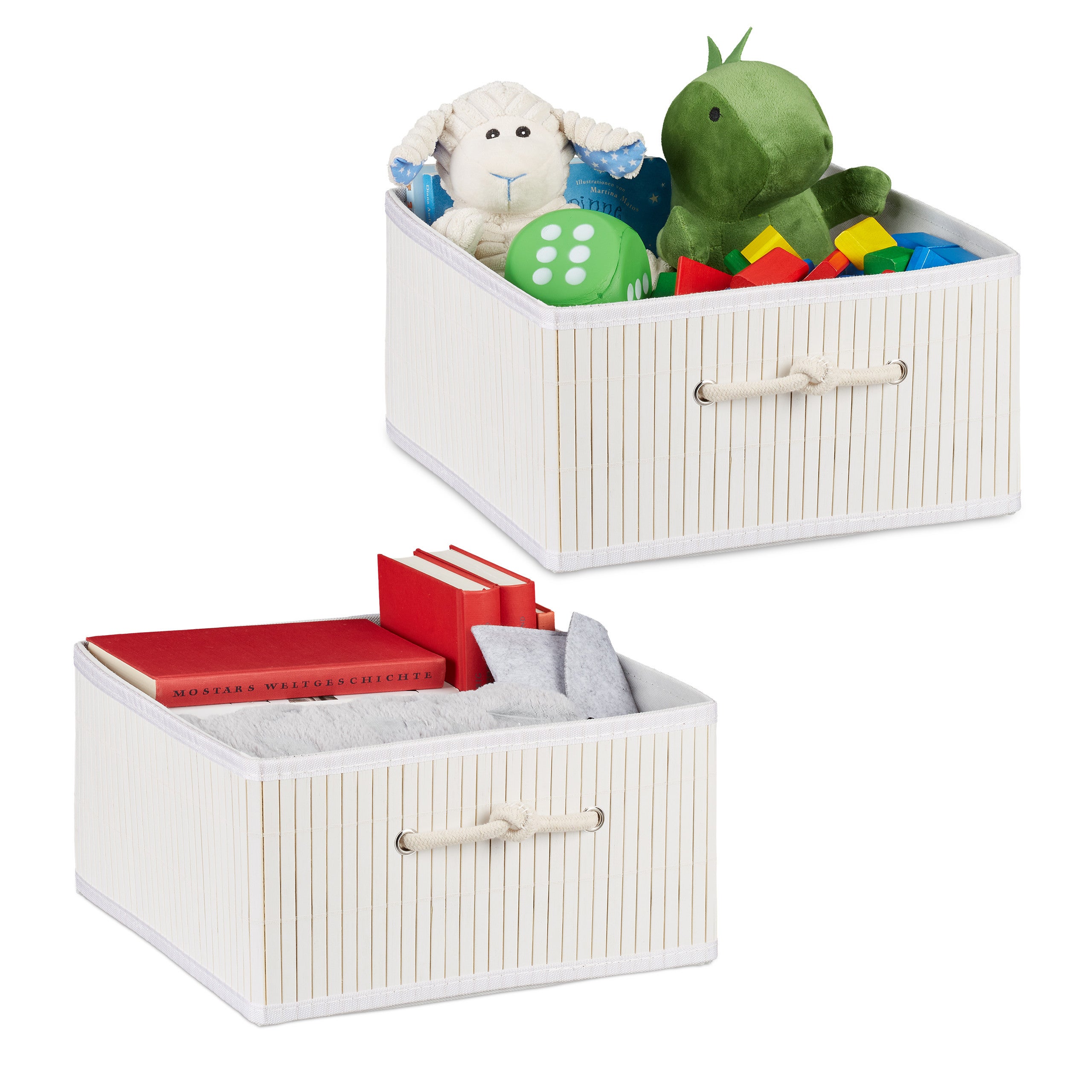 Relaxdays Panier Rangement En Bambou, Jeu De 2, HlP; 16,5x 32 X 35 Cm ...