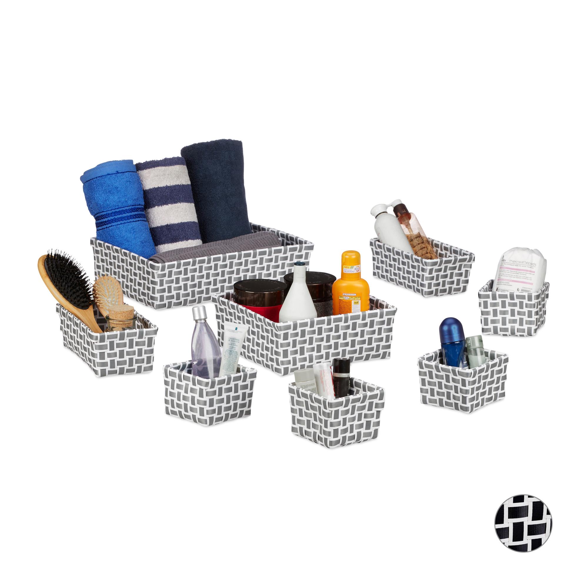 Set Da 6 Cestini Portaoggetti In Plastica Intrecciata Con Coperchio – Grigio – 25,2 X 19,1 X 10,4 Cm – Impilabili Con Manici E Fori Di Areazione - 4