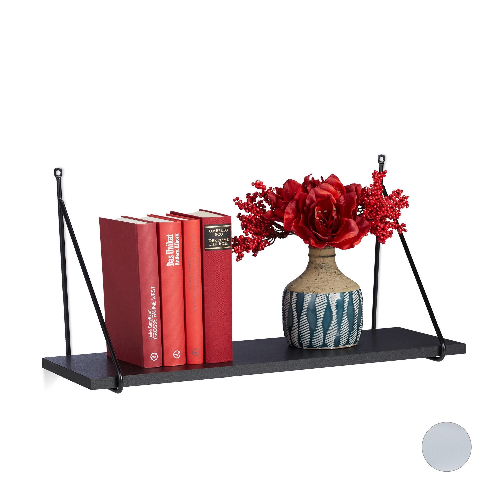 Relaxdays Mensola, per Salotto & Corridoio, Design Moderno, Scaffale per  Libri & Decorazioni, HLP: 30x60x22 cm, in nero