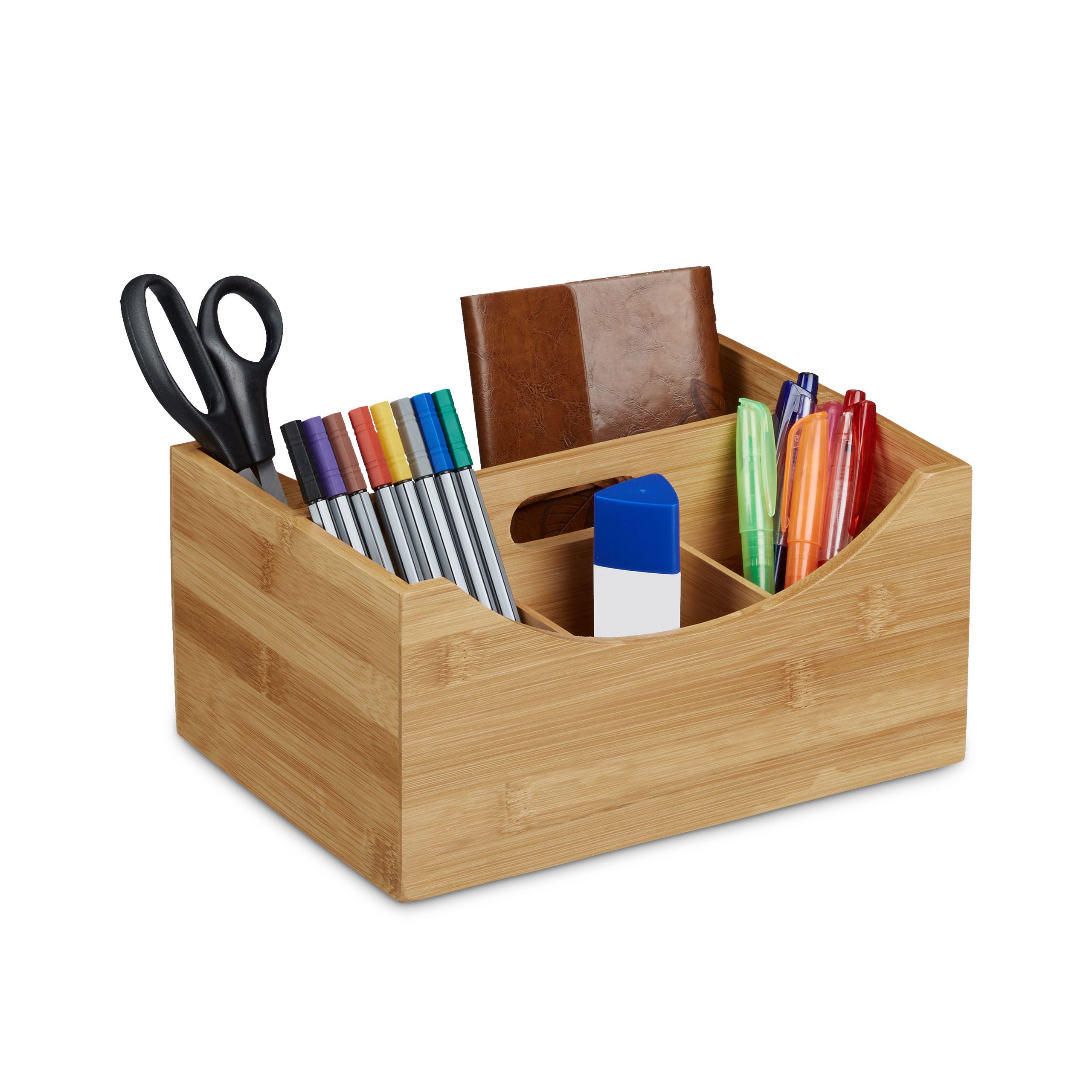 Boîte de rangement de bureau en bois, organisateur de fournitures de bureau  polyvalent, rangement d'organisateur de bureau, papeterie