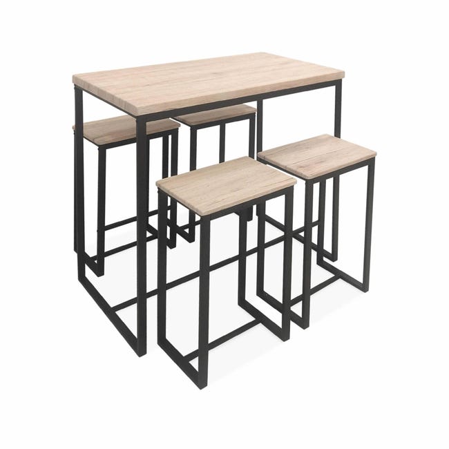 Kit Tavolo Da Bar E 4 Sgabelli Alti Kubo - Flexfurn - Foto 11