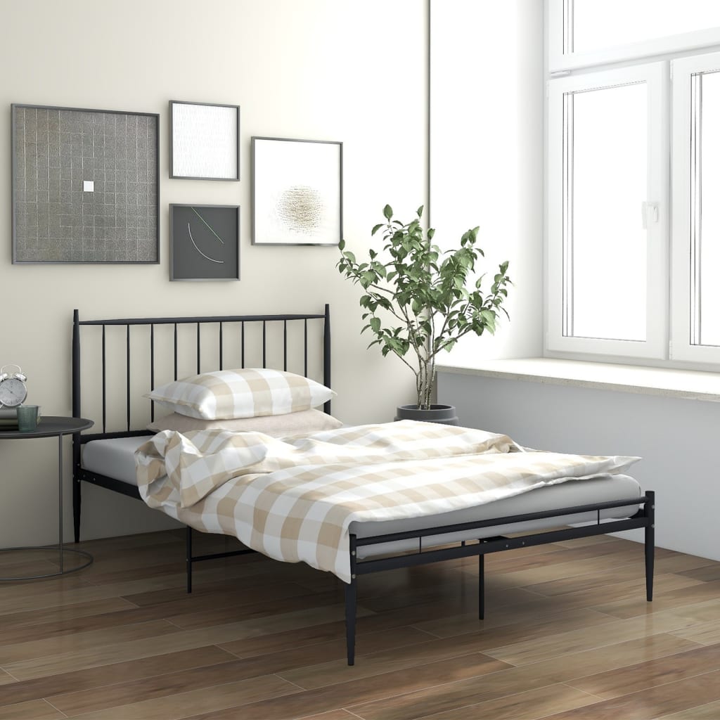 Estructura de cama para colchón de 120x200 cm hecha de madera de color  negro VidaXL