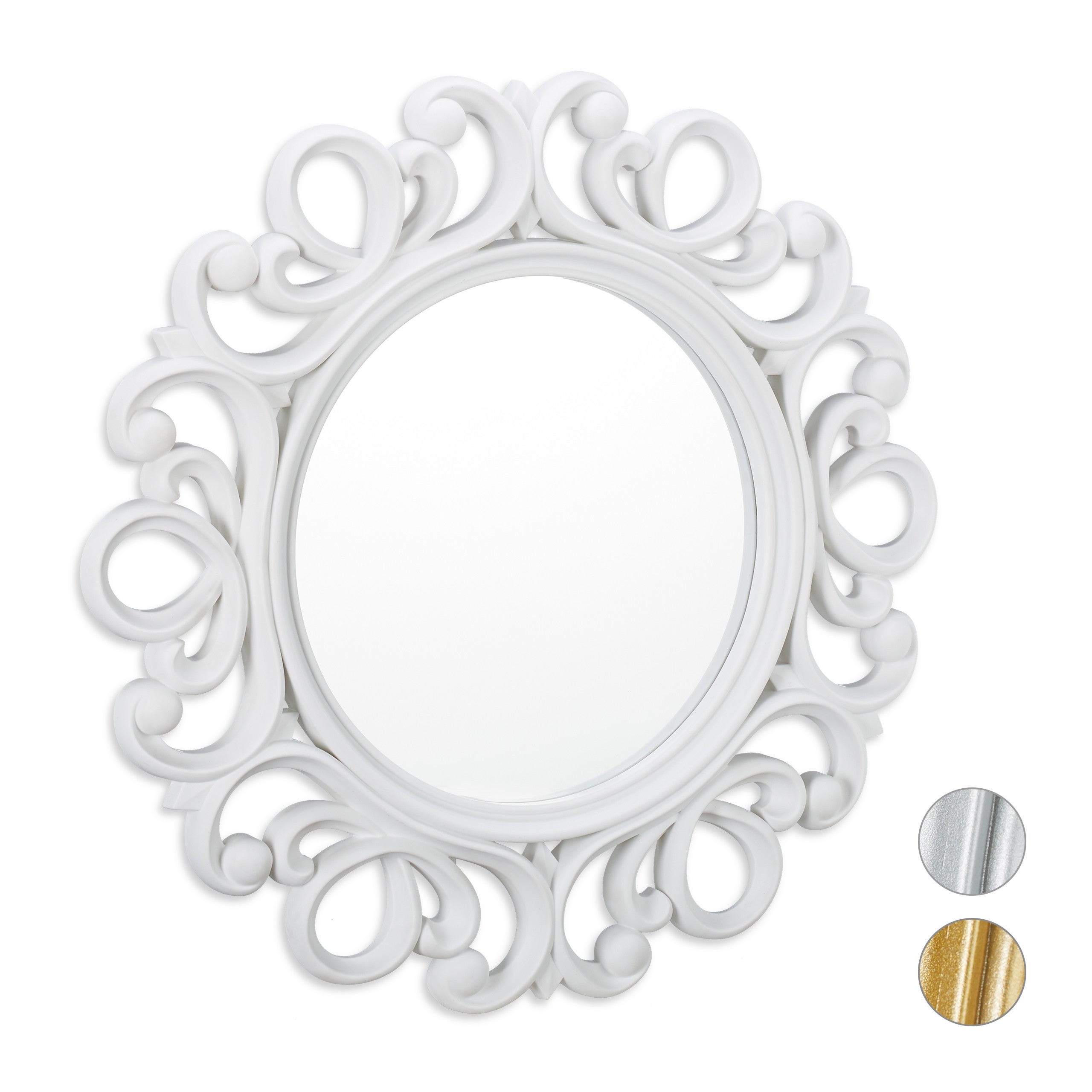 Relaxdays Specchio Decorativo a Forma di Fiore, Set da 3, Rotondo
